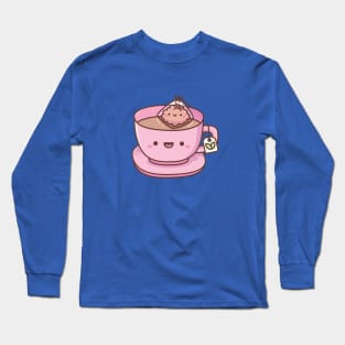 Cute Tea Bag and Teacup Doodle Long Sleeve T-Shirt